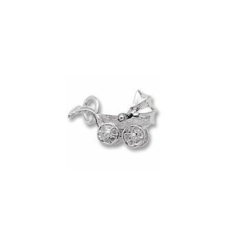 Rembrandt Sterling Silver Baby Carriage (Top Moves) Charm – Add to a bracelet or necklace