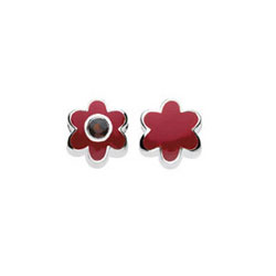 January Garnet Birthstone Charm Bead - High-Polished Sterling Silver Rhodium - Add to a bracelet or necklace/