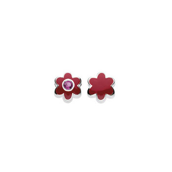 July Synthetic Ruby Birthstone Charm Bead - High-Polished Sterling Silver Rhodium - Add to a bracelet or necklace