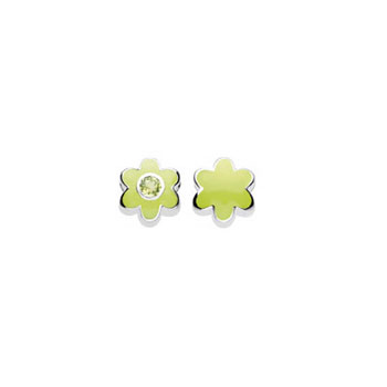August Peridot Birthstone Charm Bead - High-Polished Sterling Silver Rhodium - Add to a bracelet or necklace