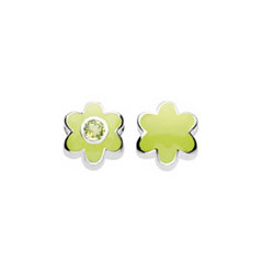 August Peridot Birthstone Charm Bead - High-Polished Sterling Silver Rhodium - Add to a bracelet or necklace/
