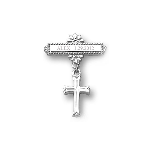 Baby Cross - Christening / Baptism Pin - Sterling Silver