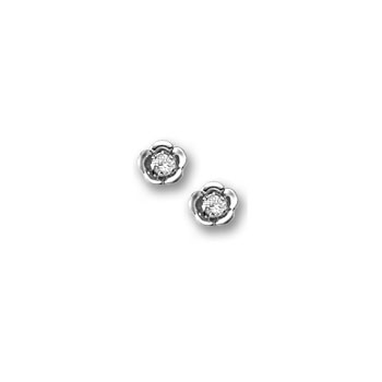 April Birthstone Girls Earrings - CZ Sterling Silver Rhodium Screw Back Earrings for Children