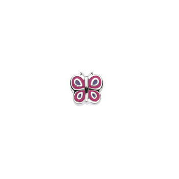 Butterfly Shaped Charm Bead - High-Polished Sterling Silver Rhodium - Add to a bracelet or necklace