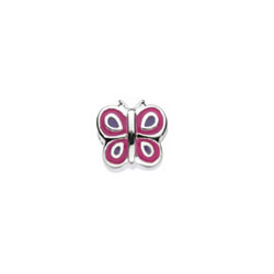 Butterfly Shaped Charm Bead - High-Polished Sterling Silver Rhodium - Add to a bracelet or necklace/