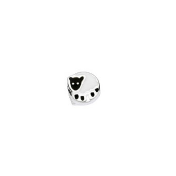 Sheep Charm Bead - High-Polished Sterling Silver Rhodium - Add to a bracelet or necklace
