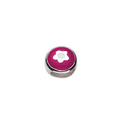 Flower Round Charm Bead - High-Polished Sterling Silver Rhodium - Add to a bracelet or necklace/