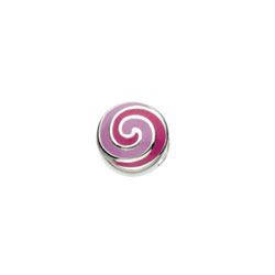 Lollipop Swirl Round Charm Bead - High-Polished Sterling Silver Rhodium - Add to a bracelet or necklace/