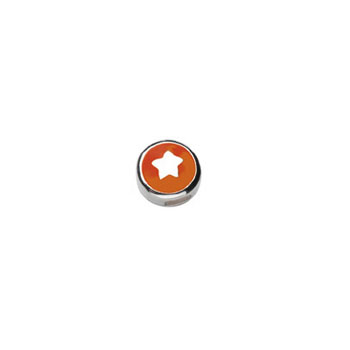 Star Round Charm Bead - High-Polished Sterling Silver Rhodium - Add to a bracelet or necklace