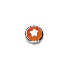 Star Round Charm Bead - High-Polished Sterling Silver Rhodium - Add to a bracelet or necklace/