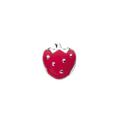 Strawberry Charm Bead - High-Polished Sterling Silver Rhodium - Add to a bracelet or necklace/