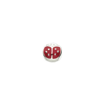 Ladybug Charm Bead - High-Polished Sterling Silver Rhodium - Add to a bracelet or necklace