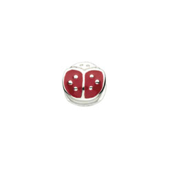 Ladybug Charm Bead - High-Polished Sterling Silver Rhodium - Add to a bracelet or necklace/