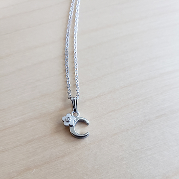 Initial Necklace for Little Girl - Letter C - Sterling Silver