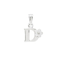 Initial Necklace for Little Girl - Letter D - Sterling Silver/