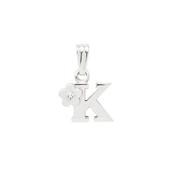 Initial Necklace for Little Girl - Letter K - Sterling Silver