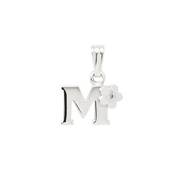 Initial Necklace for Little Girl - Letter M - Sterling Silver