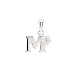 Initial Necklace for Little Girl - Letter M - Sterling Silver/