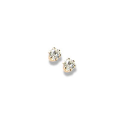 April Birthstone 14K Yellow Gold Screw Back Earrings for Babies & Toddlers - 3mm Genuine White Topaz Gemstone - Safety threaded screw back post/