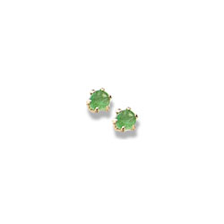 May Birthstone 14K Yellow Gold Screw Back Earrings for Babies & Toddlers - 3mm Genuine Emerald Gemstone - Safety threaded screw back post/