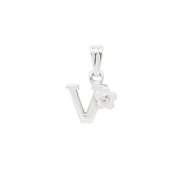 Initial Necklace for Little Girl - Letter V - Sterling Silver/