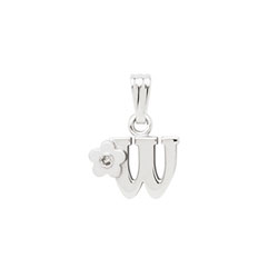 Initial Necklace for Little Girl - Letter W - Sterling Silver/