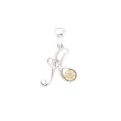 Initial Necklace - Letter A - Sterling Silver / 14K Gold/