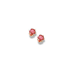 July Birthstone 14K Yellow Gold Screw Back Earrings for Babies & Toddlers - 3mm Genuine Ruby Gemstone - Safety threaded screw back post/