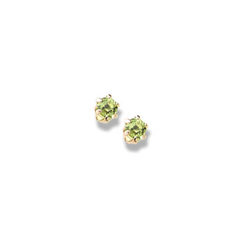 August Birthstone 14K Yellow Gold Screw Back Earrings for Babies & Toddlers - 3mm Genuine Peridot Gemstone - Safety threaded screw back post