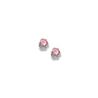 October Birthstone 14K White Gold Screw Back Earrings for Babies & Toddlers - 3mm Genuine Pink Tourmaline Gemstone - Safety threaded screw back post