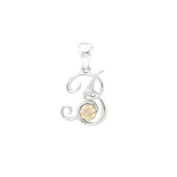 Initial Necklace - Letter B - Sterling Silver / 14K Gold