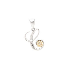 Initial Necklace - Letter C - Sterling Silver / 14K Gold/