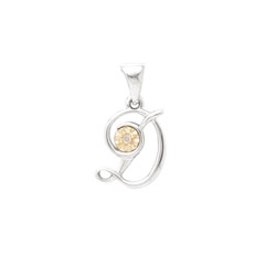 Initial Necklace - Letter D - Sterling Silver / 14K Gold/