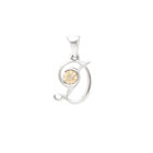 Initial Necklace - Letter D - Sterling Silver / 14K Gold