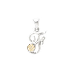 Initial Necklace - Letter F - Sterling Silver / 14K Gold/