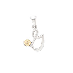 Initial Necklace - Letter G - Sterling Silver / 14K Gold/