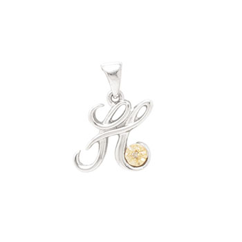 Initial Necklace - Letter H - Sterling Silver / 14K Gold