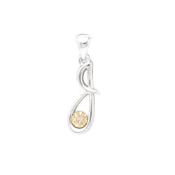 Initial Necklace - Letter J - Sterling Silver / 14K Gold/