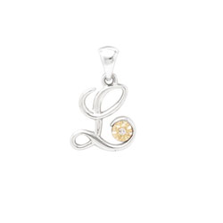 Initial Necklace - Letter L - Sterling Silver / 14K Gold/