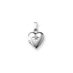 Madison Silver Diamond Heart Locket/
