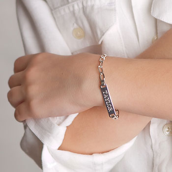 Boy's Jewelry Favorite - Boys Personalized Silver Bracelet - Engravable on front and back - Size 5.5" (2 - 7 years)