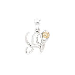 Initial Necklace - Letter N - Sterling Silver / 14K Gold/