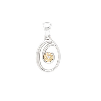 Initial Necklace - Letter O - Sterling Silver / 14K Gold