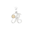 Initial Necklace - Letter R - Sterling Silver / 14K Gold