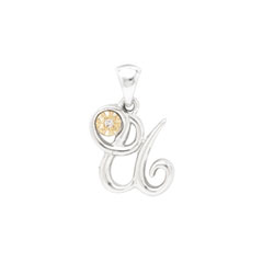 Initial Necklace - Letter U - Sterling Silver / 14K Gold/
