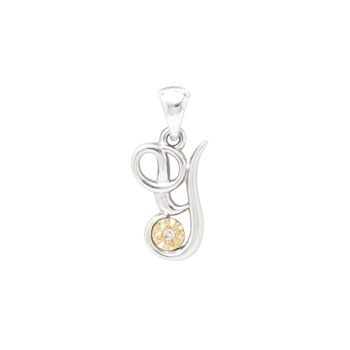 Initial Necklace - Letter Y - Sterling Silver / 14K Gold