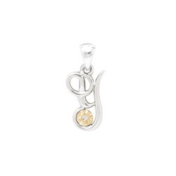 Initial Necklace - Letter Y - Sterling Silver / 14K Gold/