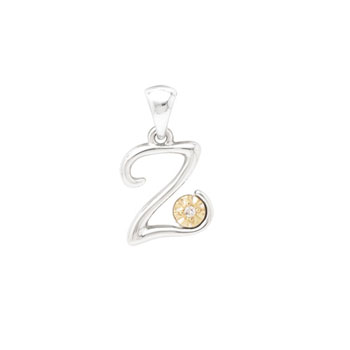 Initial Necklace - Letter Z - Sterling Silver / 14K Gold