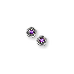 Adorable Baby / Toddler First Earrings - February Birthstone/